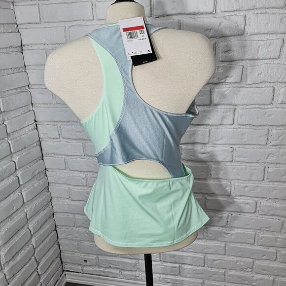 NWT Nike Dri-Fit Ladies Size Large Mint Green & Grey Slim Fit Tennis Tank Top - Picture 2 of 12